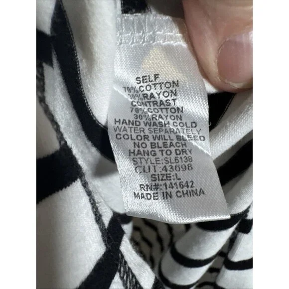 She + Sky Women’s Black And White Striped Tunic Long Sleeved L - Picture 10 of 11